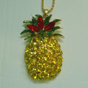 Betsey Johnson Pineapple Rhinestone Necklace